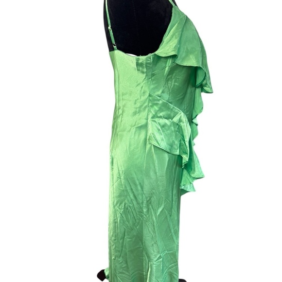 Betsy and Adam’s women’s long Charmous spaghetti Ruffle front Green SZ 4 - Picture 4 of 6
